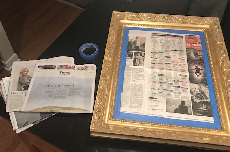 Painting a Mirror Frame Newspaper