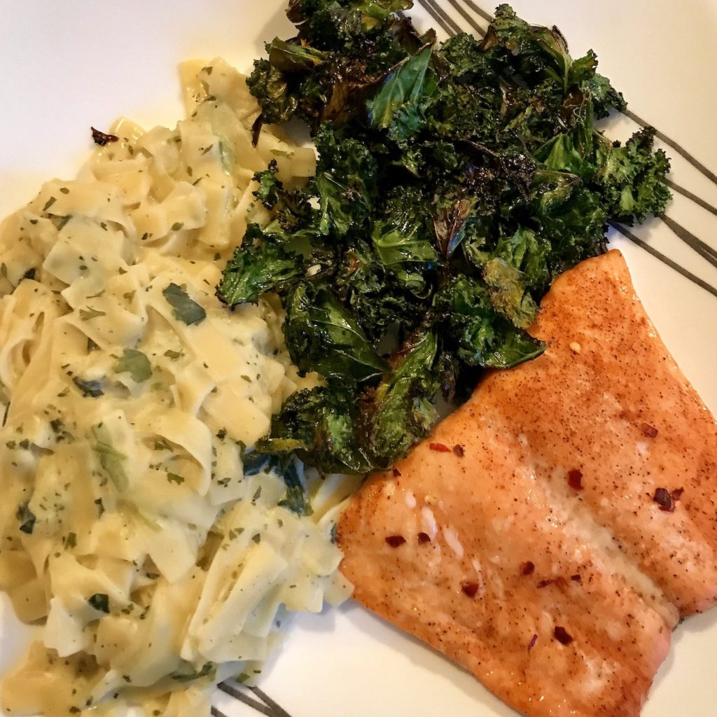 Kale Chips and Salmon