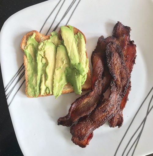Avocado Toast and Bacon for Breakfast