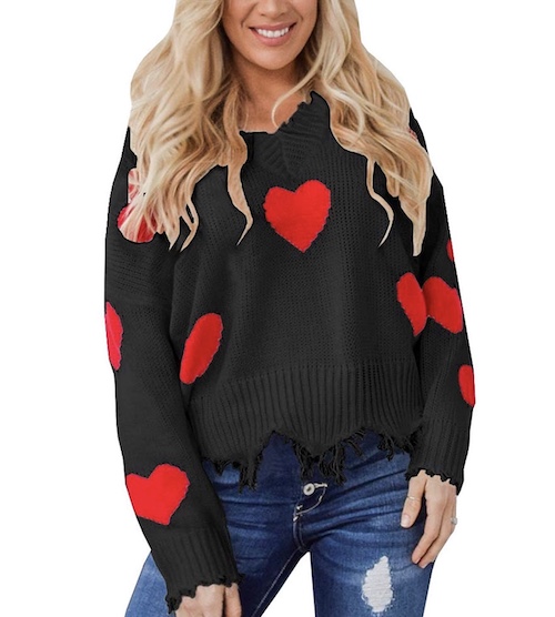 Heart Print Sweater Valentine's Day Outfit