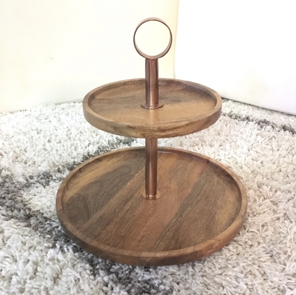 Poshmark Copper and Wood Tiered Tray