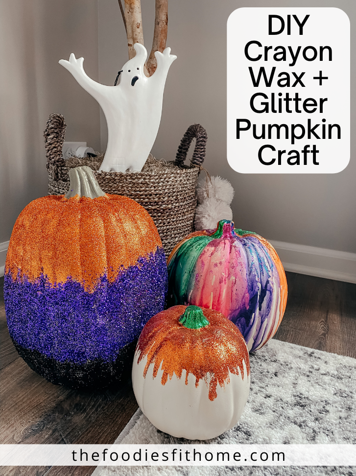 DIY Crayon Wax Glitter Pumpkin Craft