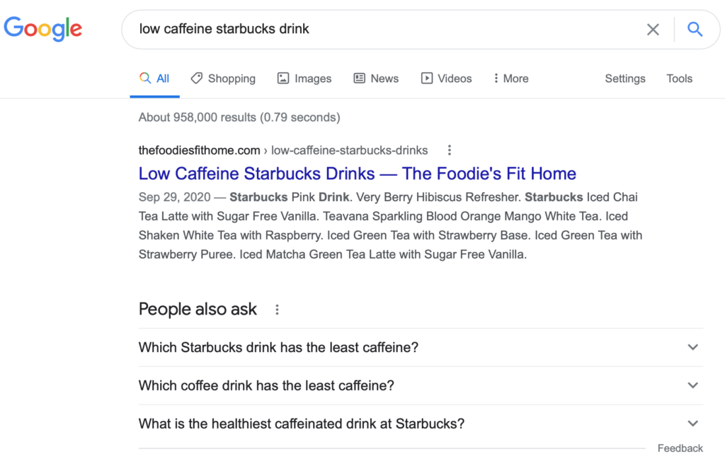 Low Caffeine Starbucks Drink