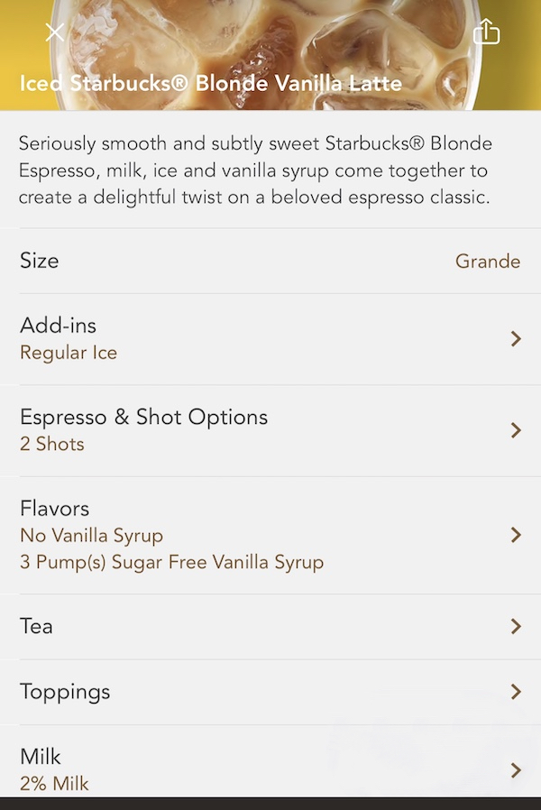 Starbucks Iced Skinny Latte Order Instructions