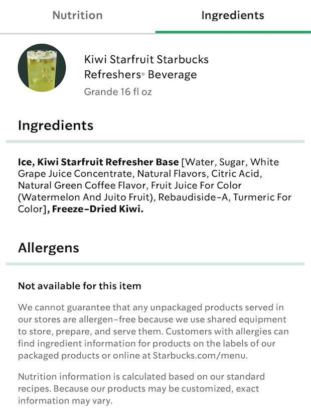 Kiwi Starfruit Refresher Ingredients