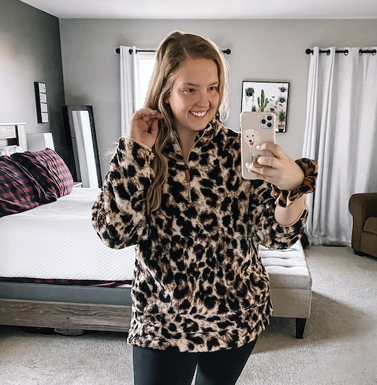On the Prowl Leopard Print Sherpa Pullover