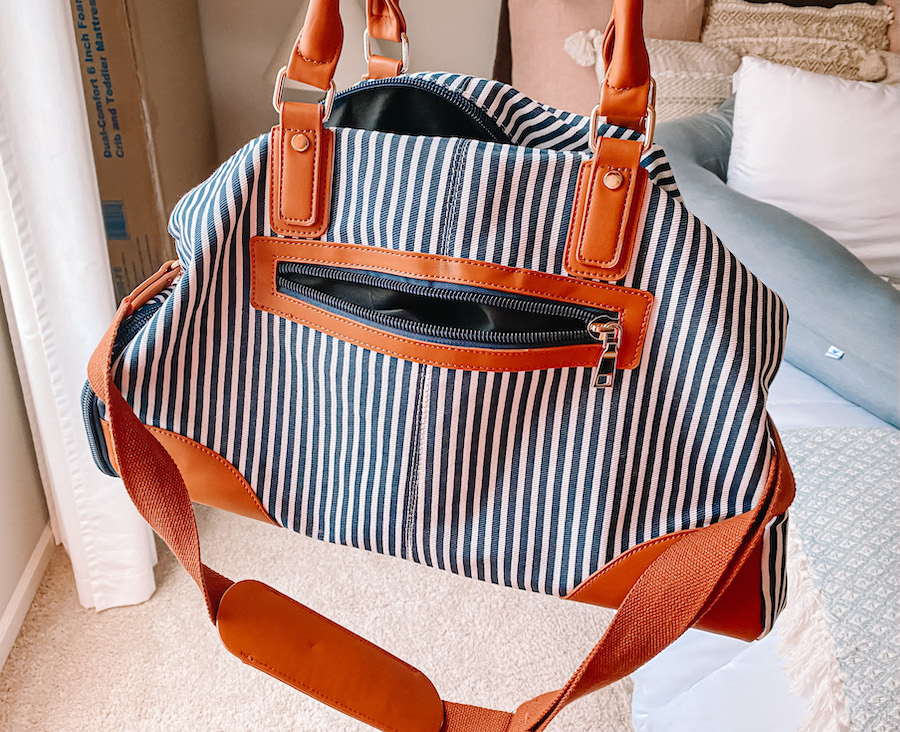 Navy Striped Weekender Bag Amazon