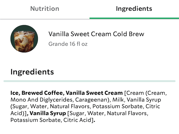 Vanilla Sweet Cream Foam Ingredients