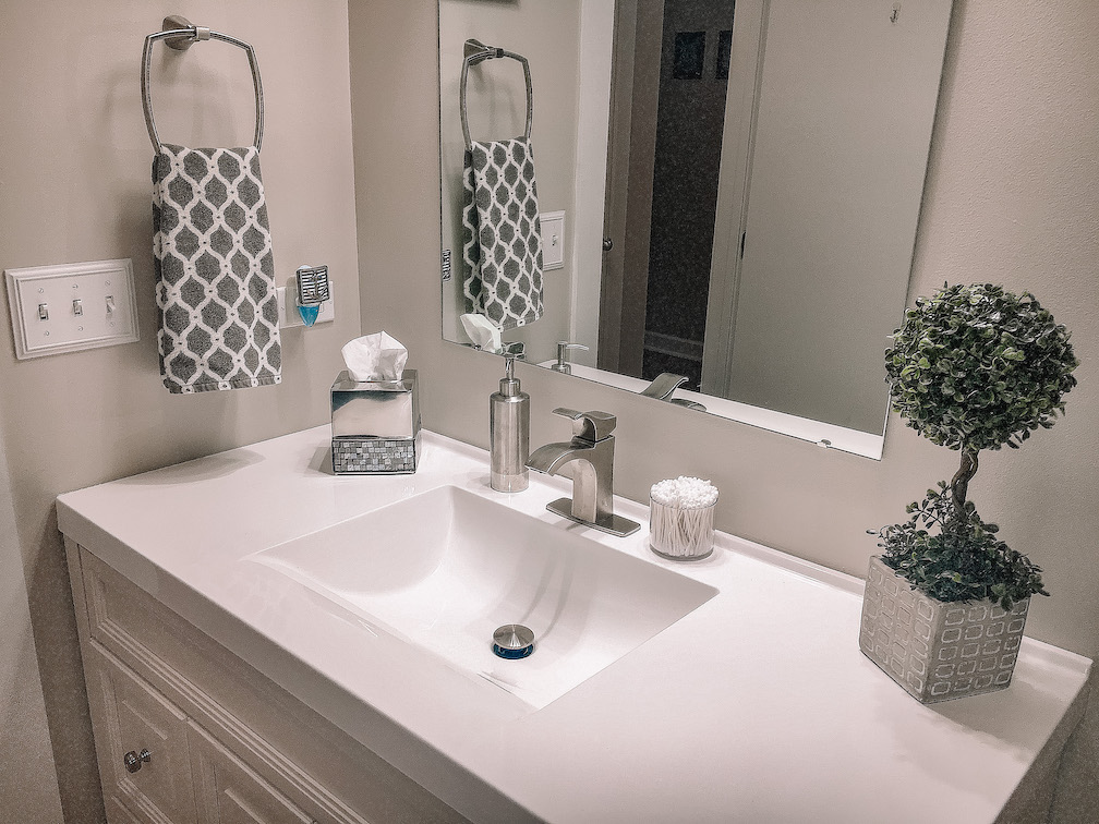 White Modern Bathroom Vanity Remodel