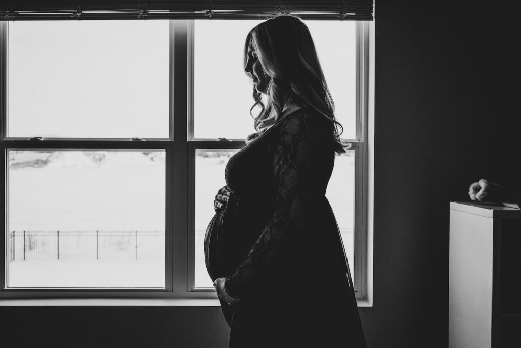 Black and White Silhouette Maternity Photos