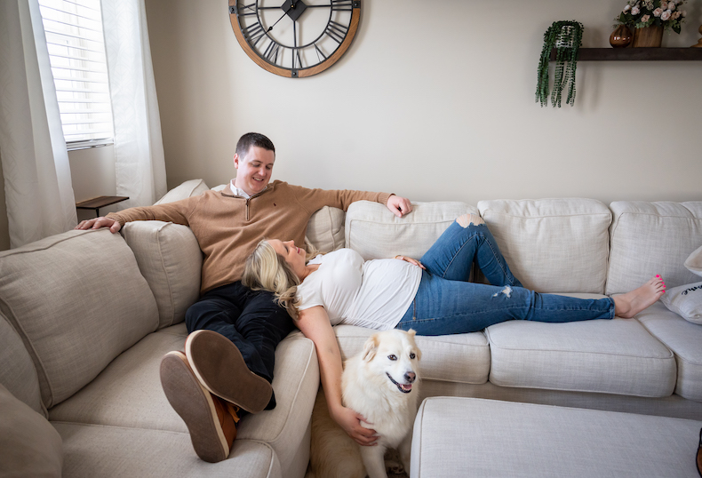 Casual Living Room Maternity Photos