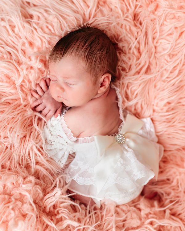 Pink Feather Newborn Photo