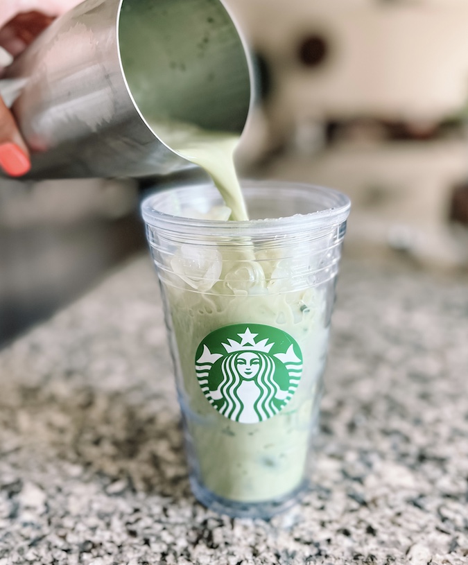 Pouring Iced Matcha Latte