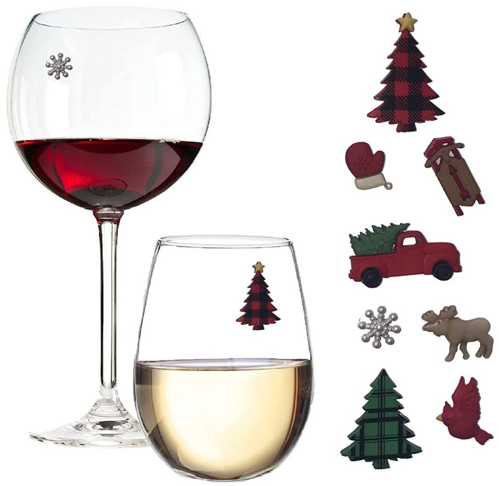 Rustic Holiday Magnetic Wine Charms