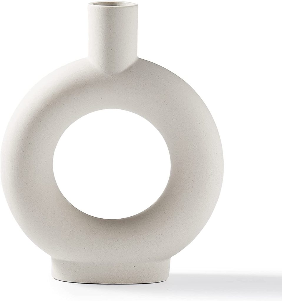 ceramic white circle vase